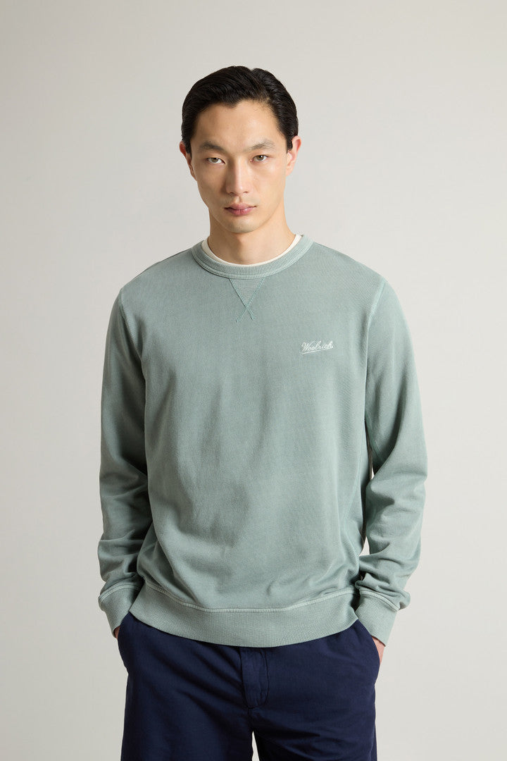 Garment-Dyed Crewneck Sweatshirt in Light Pure Cotton (Chinois Green) - Main View