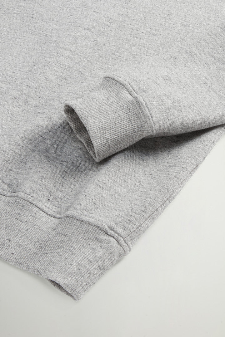 Crewneck Sweatshirt in Pure Cotton MoulinÃ© (Melton Blue) - Detail View 7