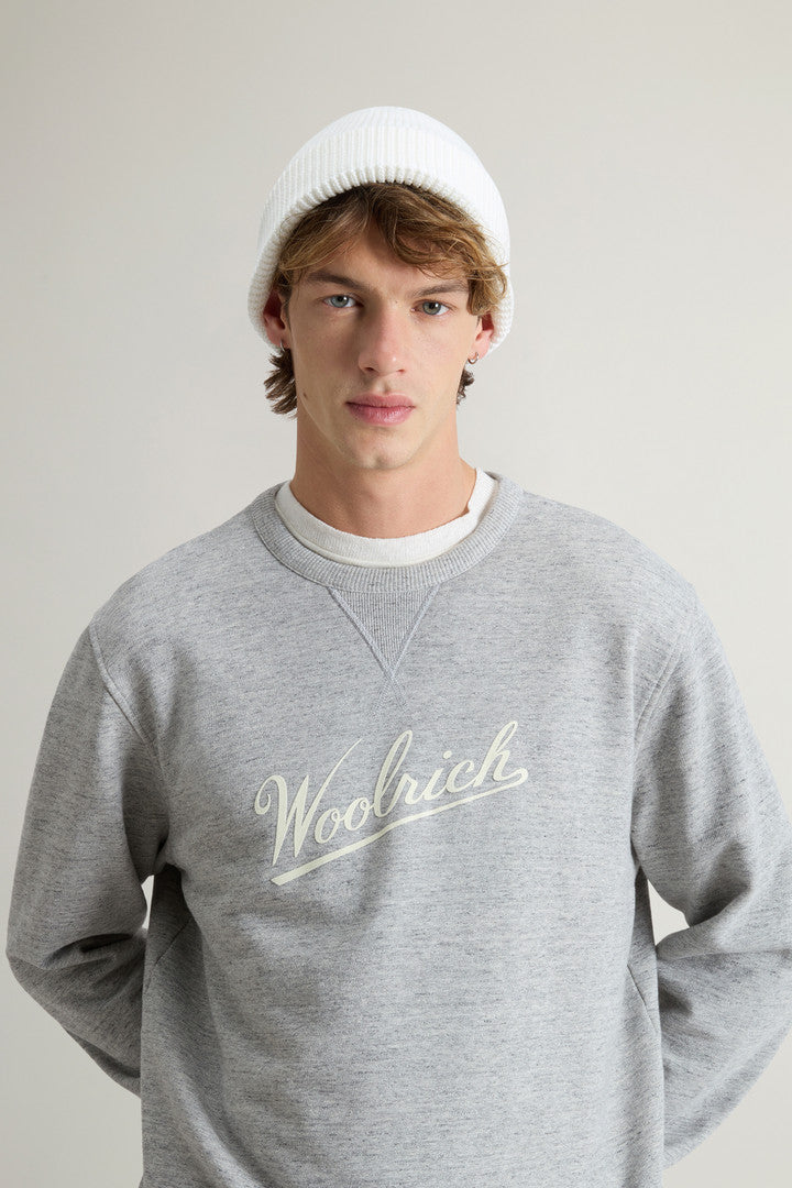 Crewneck Sweatshirt in Pure Cotton MoulinÃ© (Medium Grey) - Detail View 4