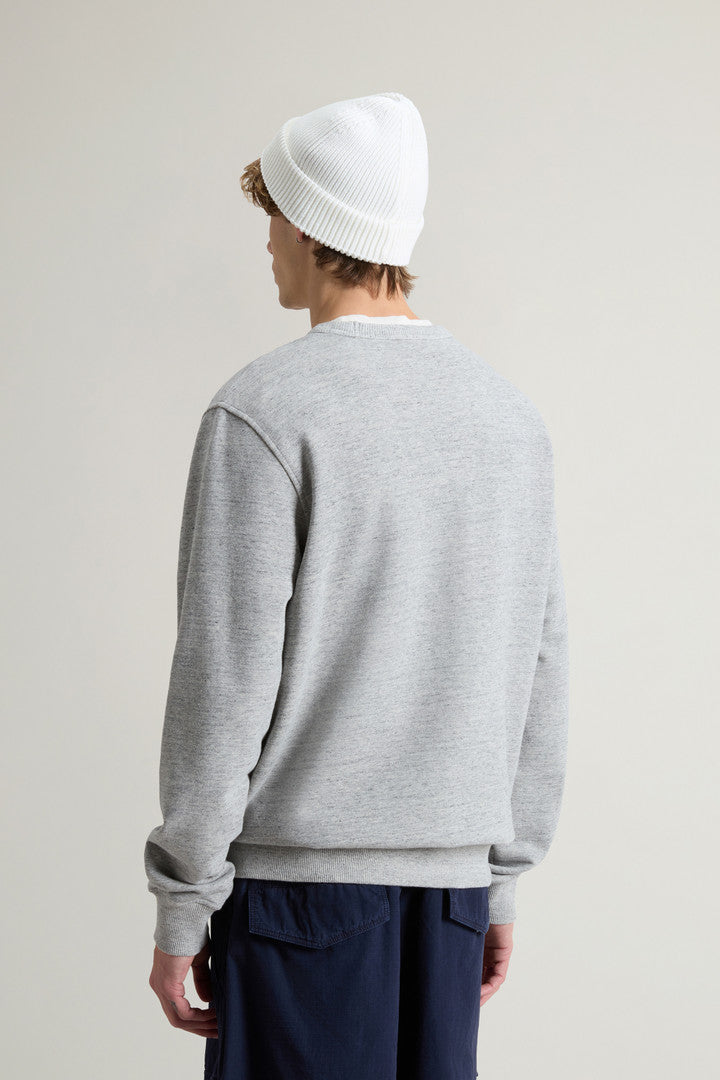 Crewneck Sweatshirt in Pure Cotton MoulinÃ© (Medium Grey) - Detail View 3