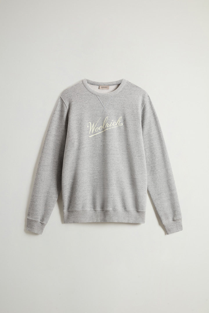 Crewneck Sweatshirt in Pure Cotton MoulinÃ© (Melton Blue) - Detail View 5