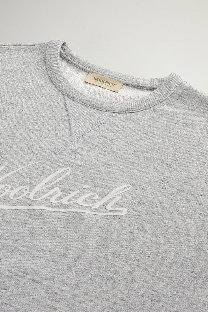 Crewneck Sweatshirt in Pure Cotton MoulinÃ© (Melton Blue) - Detail View 6