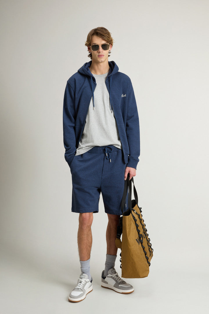 Full-zip Hoodie in Pure Cotton MoulinÃ© (Medium Grey) - Detail View 2