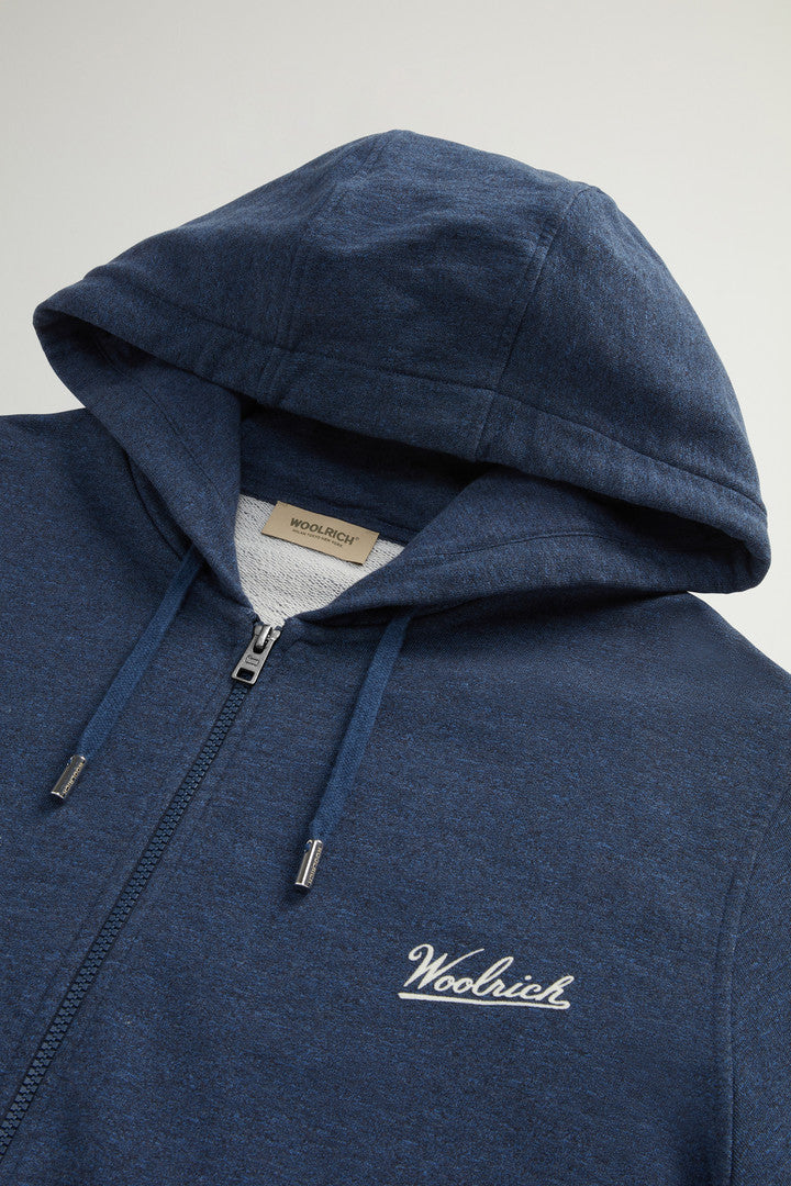 Full-zip Hoodie in Pure Cotton MoulinÃ© (Medium Grey) - Detail View 6