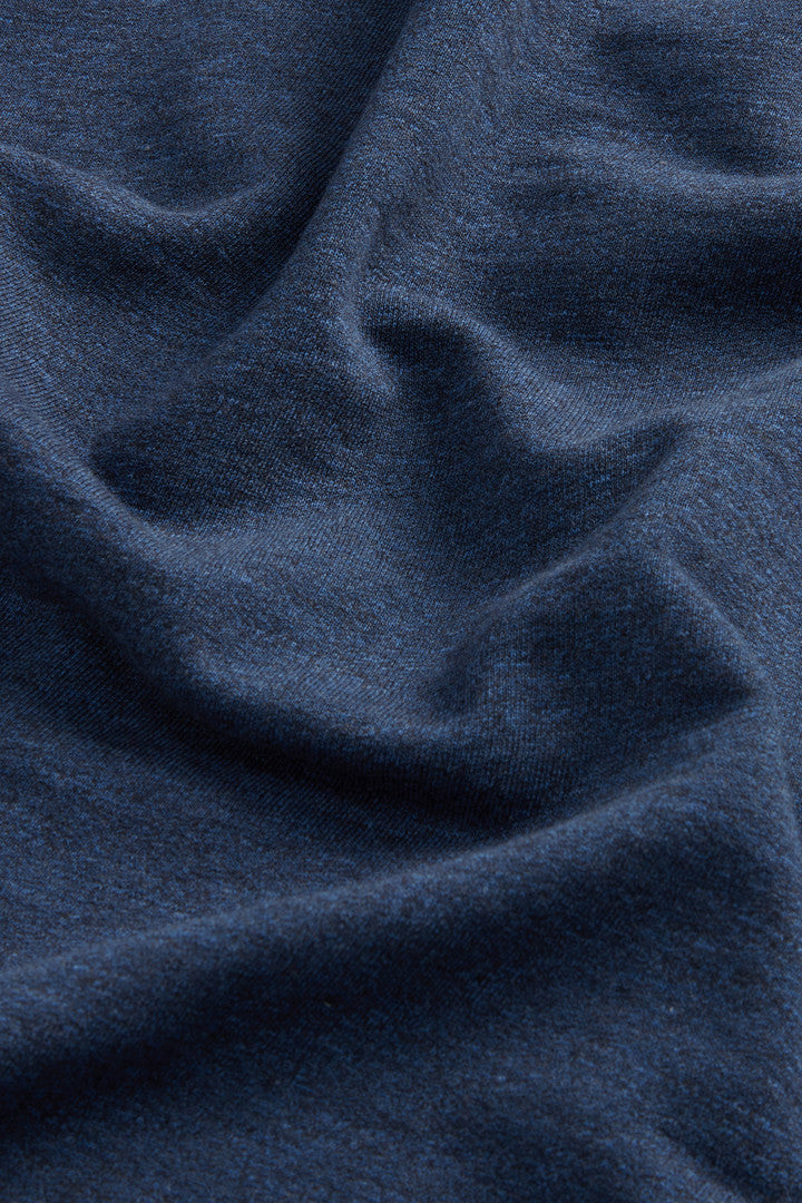 Full-zip Hoodie in Pure Cotton MoulinÃ© (Melton Blue) - Detail View 7