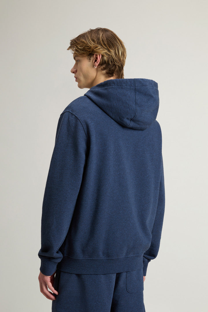 Full-zip Hoodie in Pure Cotton MoulinÃ© (Medium Grey) - Detail View 3