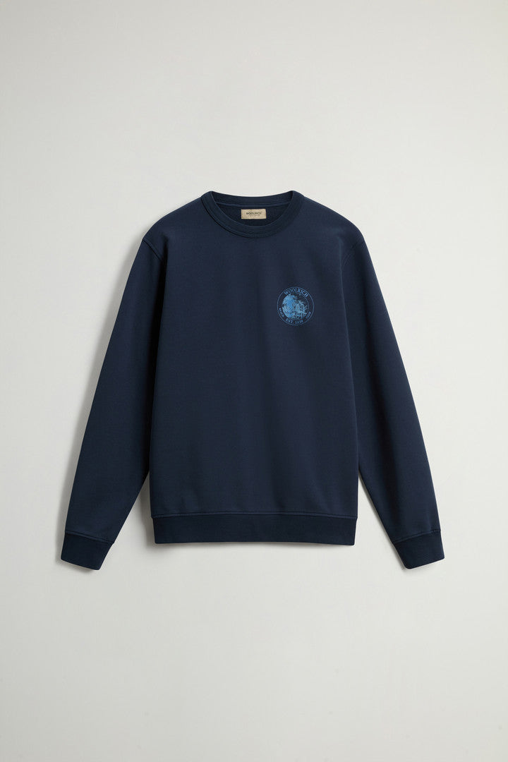 Crewneck Sweatshirt in Pure Cotton with Print (Jet Stream) - Detail View 9