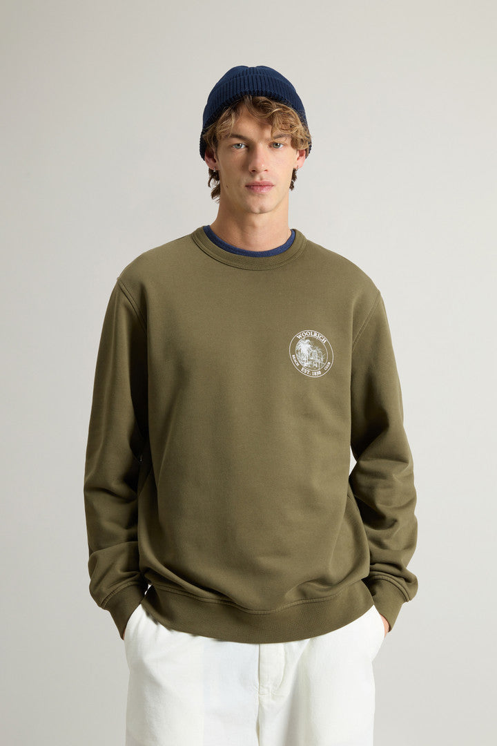 Crewneck Sweatshirt in Pure Cotton with Print (Jet Stream) - Detail View 1