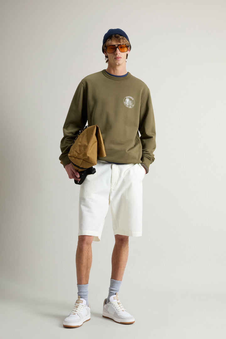 Crewneck Sweatshirt in Pure Cotton with Print (Jet Stream) - Detail View 2
