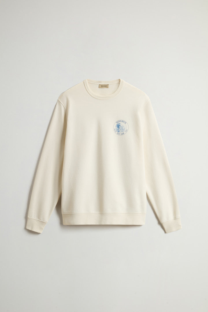 Crewneck Sweatshirt in Pure Cotton with Print (Jet Stream) - Main View