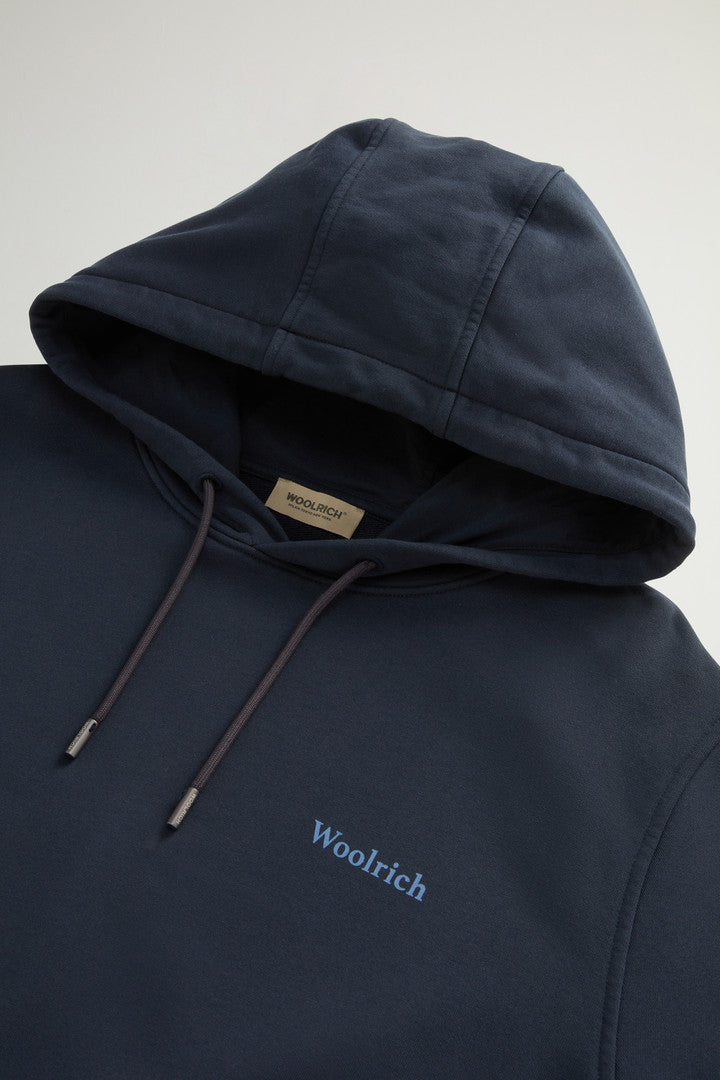 Pure Cotton Hoodie with Back Print (Melton Blue) - Detail View 5