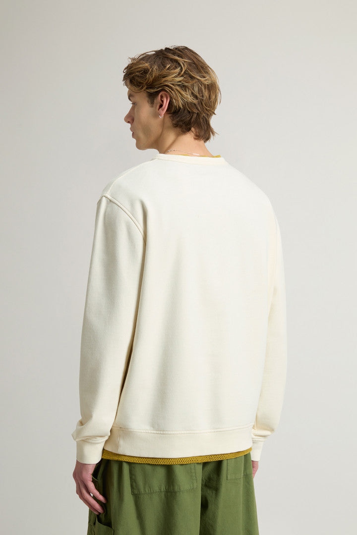 Crewneck Sweatshirt in Light Cotton-Blend Fabric (Jet Stream) - Detail View 3