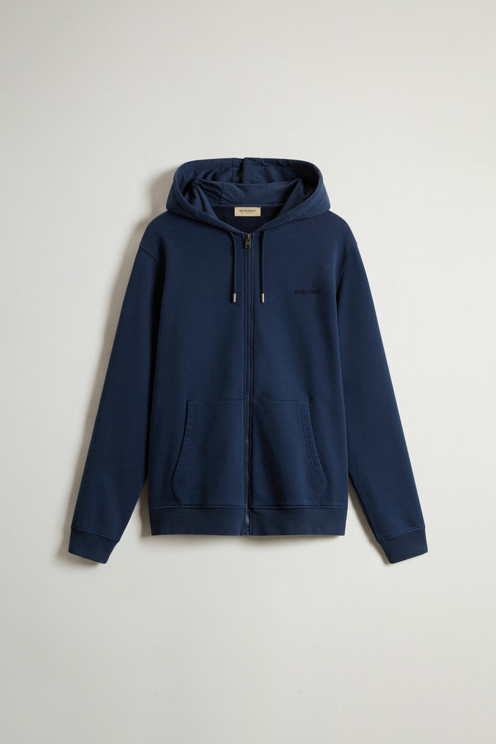 Full-zip Hoodie in Light Cotton-Blend Fabric (Barbados Cherry) - Detail View 8