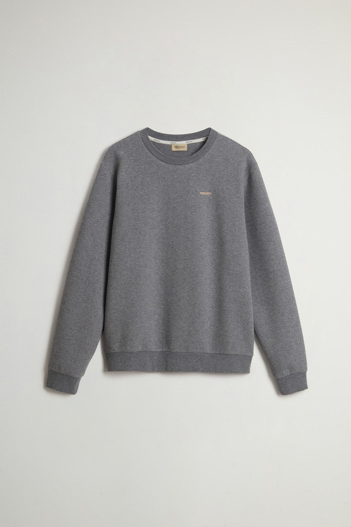 Crewneck Sweatshirt in Cotton-Blend Interlock with Logo (Black) - Detail View 7