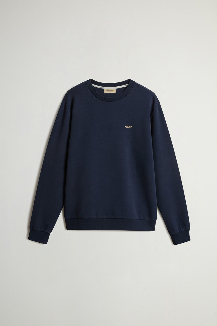 Crewneck Sweatshirt in Cotton-Blend Interlock with Logo (Black) - Detail View 5