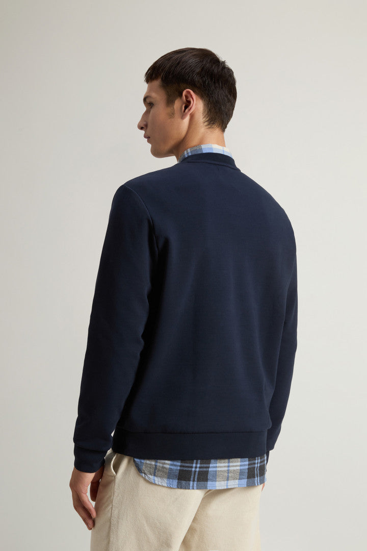 Crewneck Sweatshirt in Cotton-Blend Interlock with Logo (Black) - Detail View 3