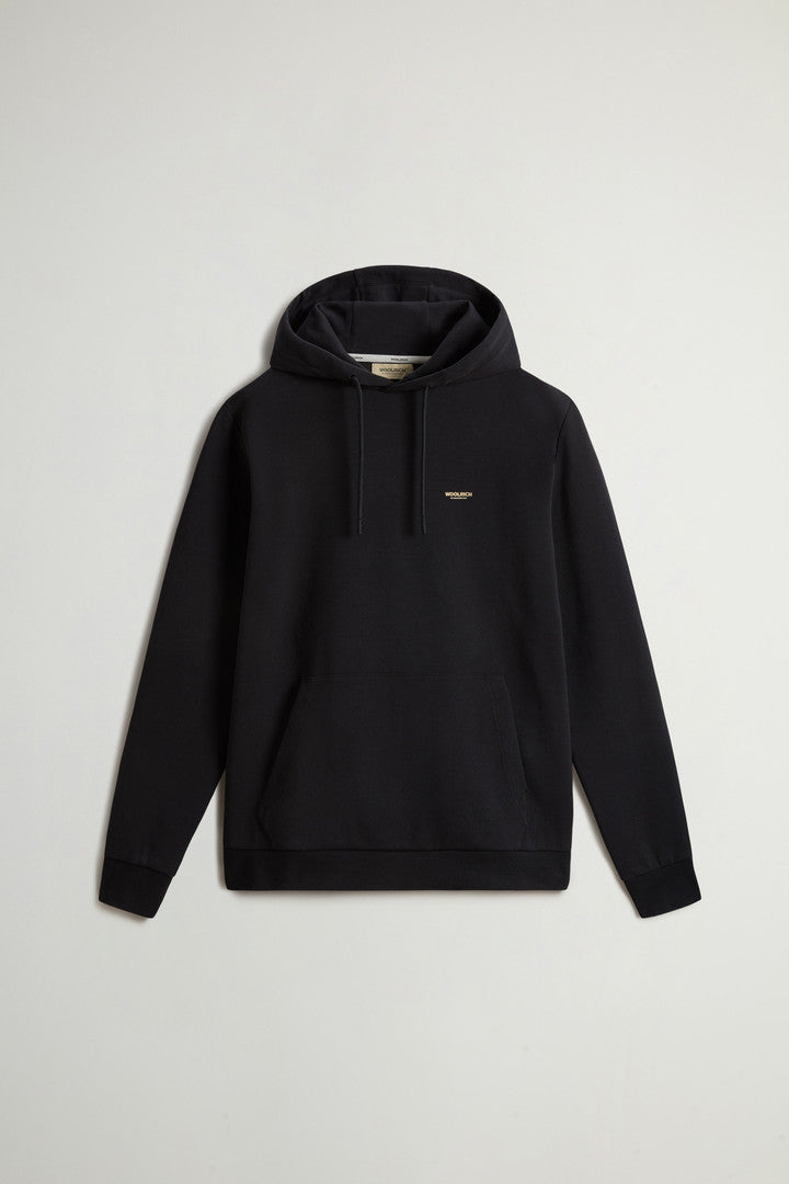 Hooded Sweatshirt in Cotton-Blend Interlock (Charcoal Melange) - Detail View 8