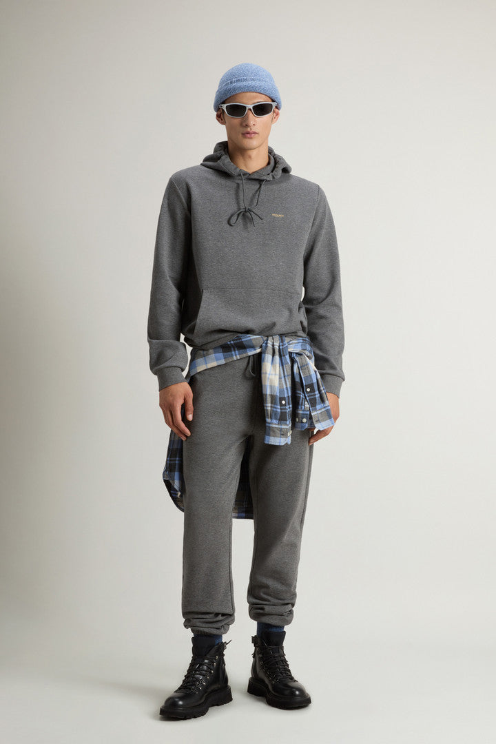 Hooded Sweatshirt in Cotton-Blend Interlock (Deep Water) - Detail View 2