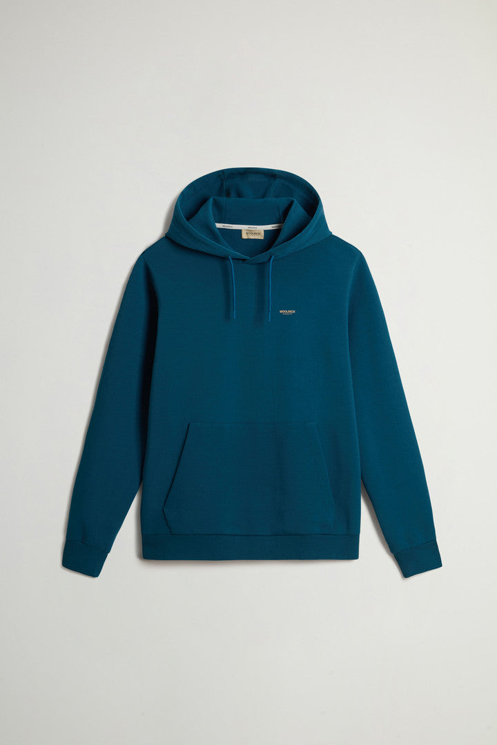 Hooded Sweatshirt in Cotton-Blend Interlock (Charcoal Melange) - Detail View 6
