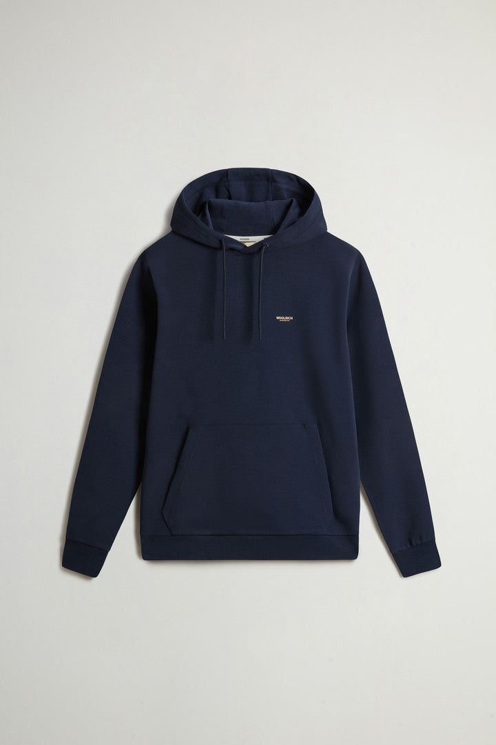 Hooded Sweatshirt in Cotton-Blend Interlock (Charcoal Melange) - Detail View 7