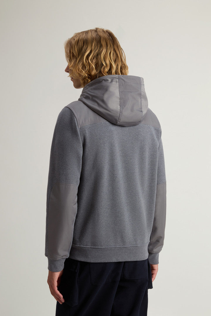 Hybrid Pure Cotton and Nylon Hoodie (Charcoal Melange) - Detail View 3