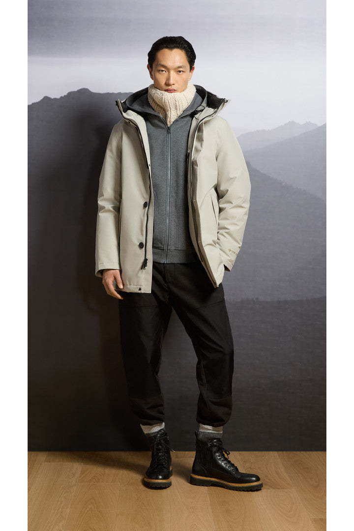 Hybrid Pure Cotton and Nylon Hoodie (Charcoal Melange) - Detail View 6