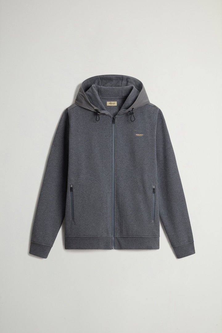 Hybrid Pure Cotton and Nylon Hoodie (Charcoal Melange) - Main View