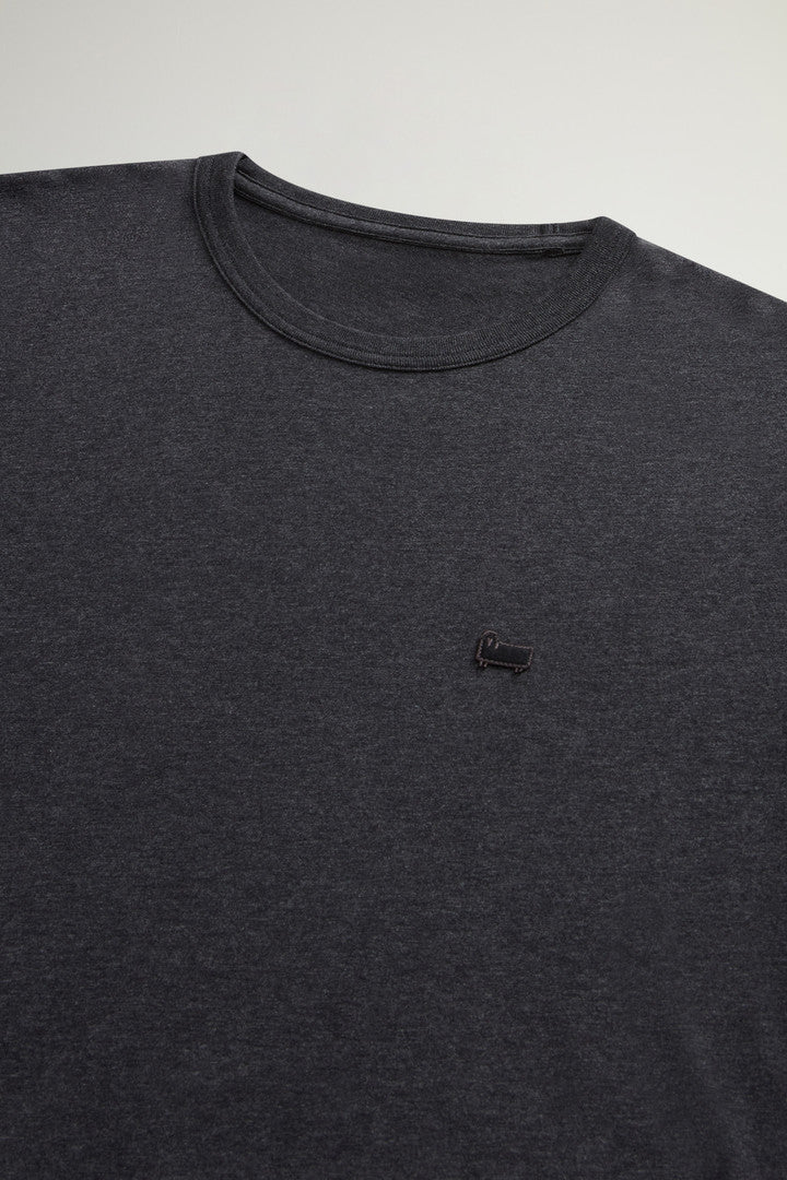 Pure Cotton Sheep T-shirt with Patch (Dark Grey Melange) - Detail View 5