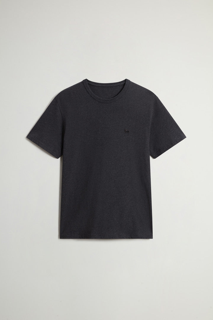 Pure Cotton Sheep T-shirt with Patch (Dark Grey Melange) - Main View