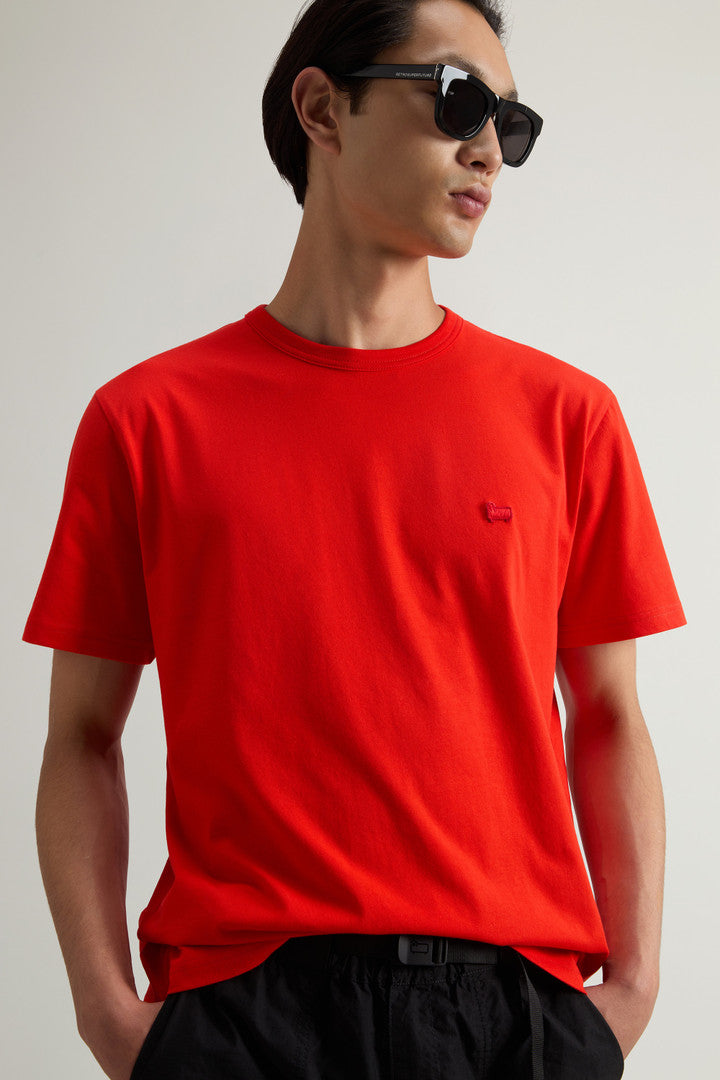 Pure Cotton Sheep T-shirt with Patch (Fiery Red) - Detail View 3