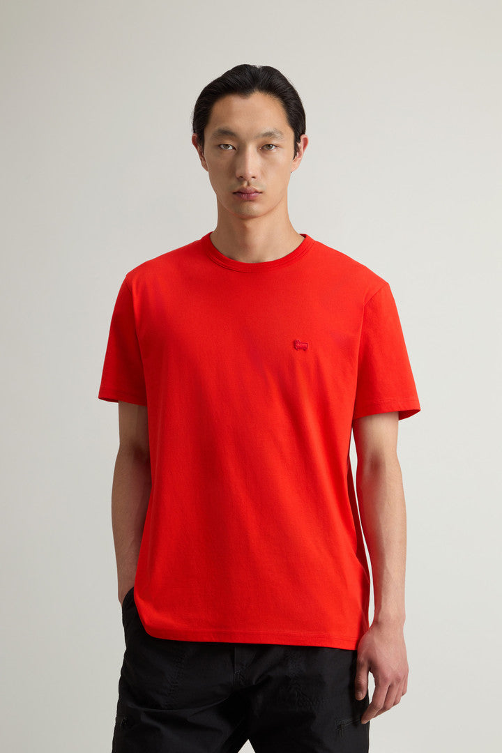 Pure Cotton Sheep T-shirt with Patch (Fiery Red) - Main View