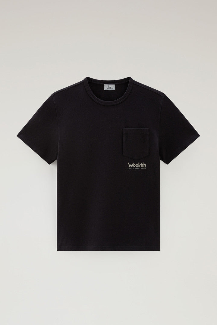 Pure Cotton T-Shirt with Trail Print (Black) - Main View
