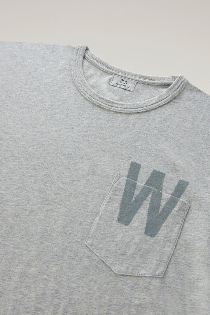 Pure Cotton T-Shirt with Chest Pocket (Melton Blue) - Detail View 6