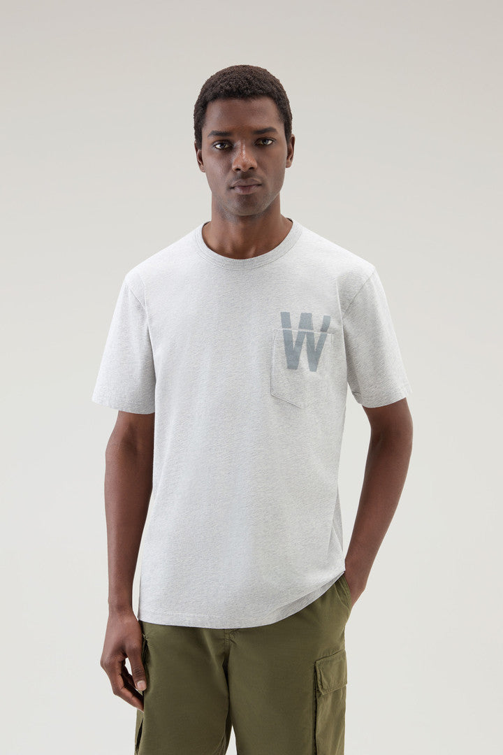 Pure Cotton T-Shirt with Chest Pocket (Melton Blue) - Detail View 1