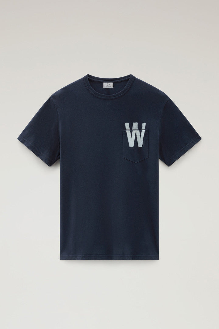 Pure Cotton T-Shirt with Chest Pocket (Melton Blue) - Main View