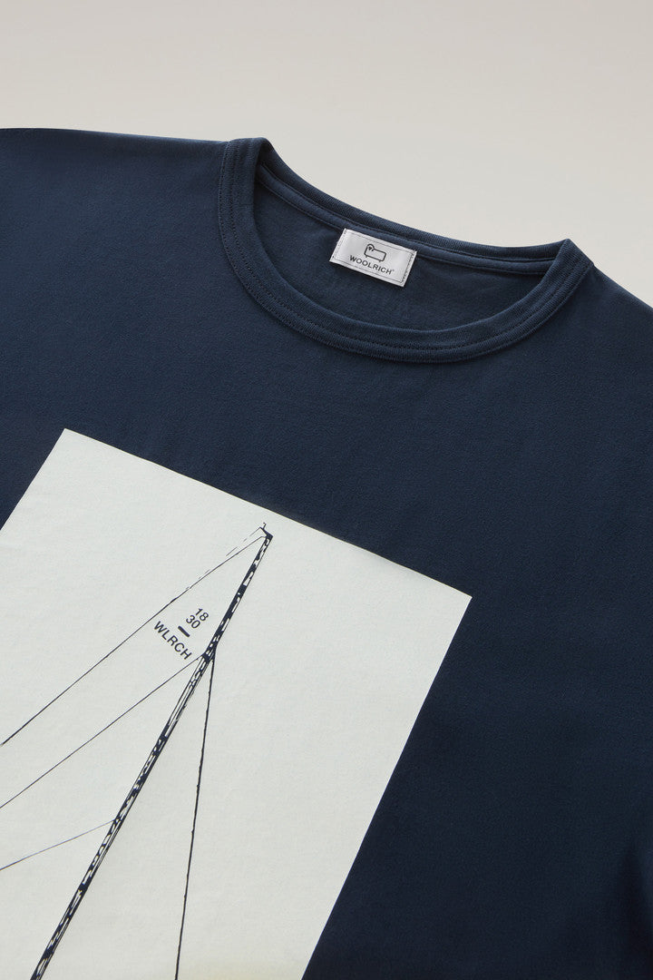 Pure Cotton Nautical Print T-Shirt (Melton Blue) - Detail View 2