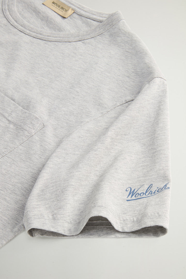 Pure Cotton T-Shirt with Pocket (Grey Melange) - Detail View 6