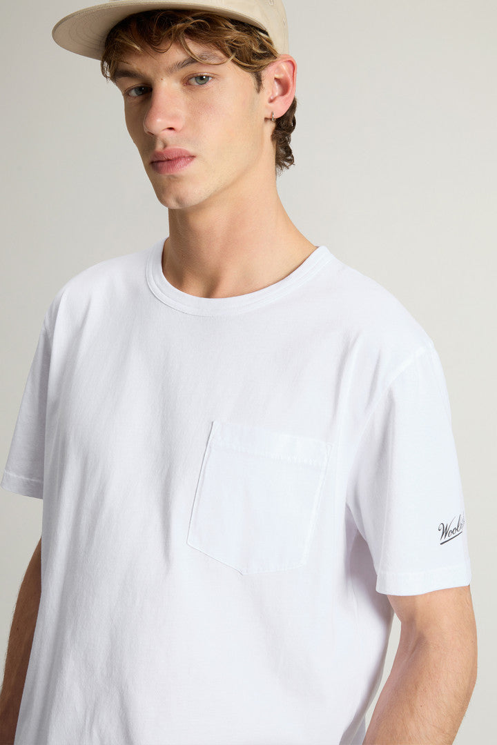 Pure Cotton T-Shirt with Pocket (Bright White) - Detail View 3