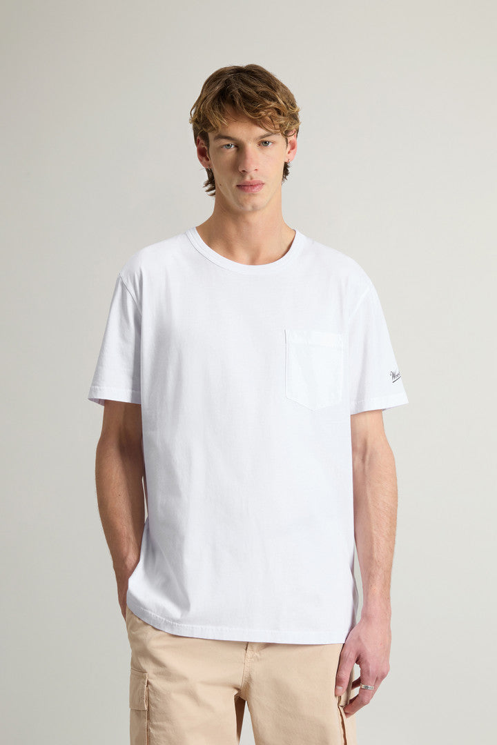 Pure Cotton T-Shirt with Pocket (Bright White) - Main View