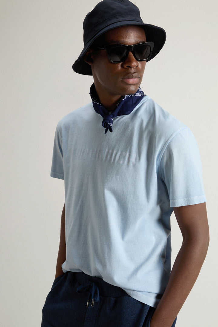Garment-Dyed T-shirt in Light Pure Cotton (Flask) - Detail View 4