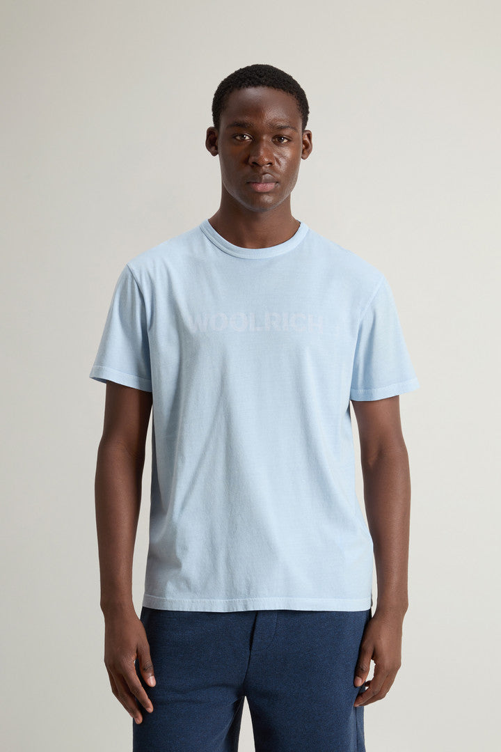Garment-Dyed T-shirt in Light Pure Cotton (Flask) - Detail View 1