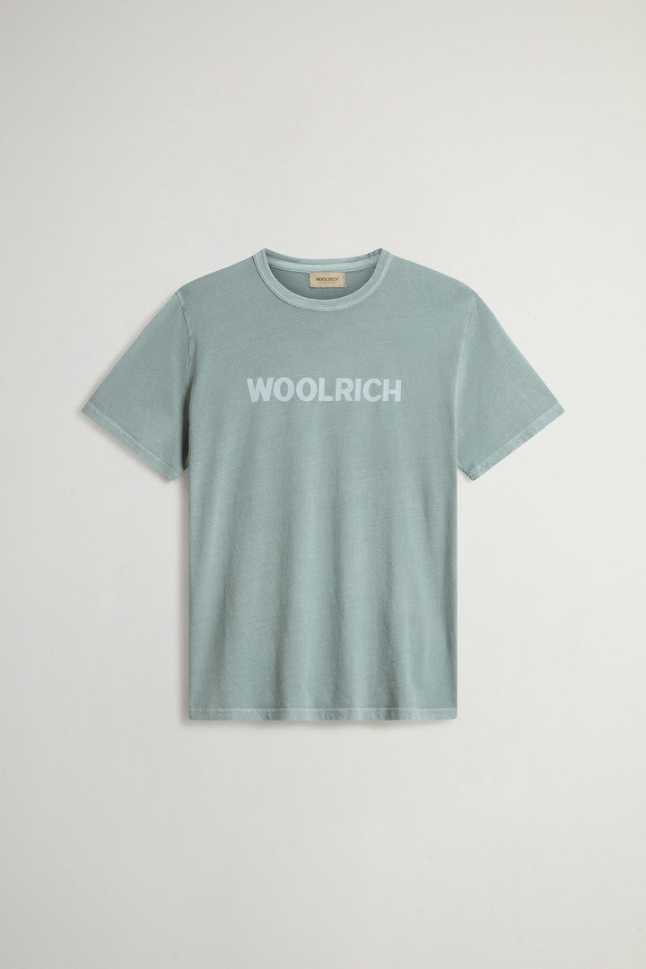 Garment-Dyed T-shirt in Light Pure Cotton (Flask) - Detail View 7