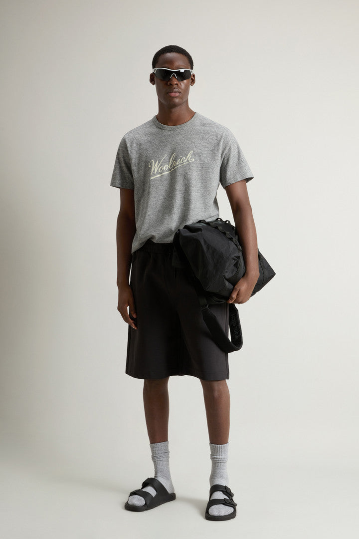 T-Shirt in Pure Cotton MoulinÃ© (Medium Grey) - Detail View 2