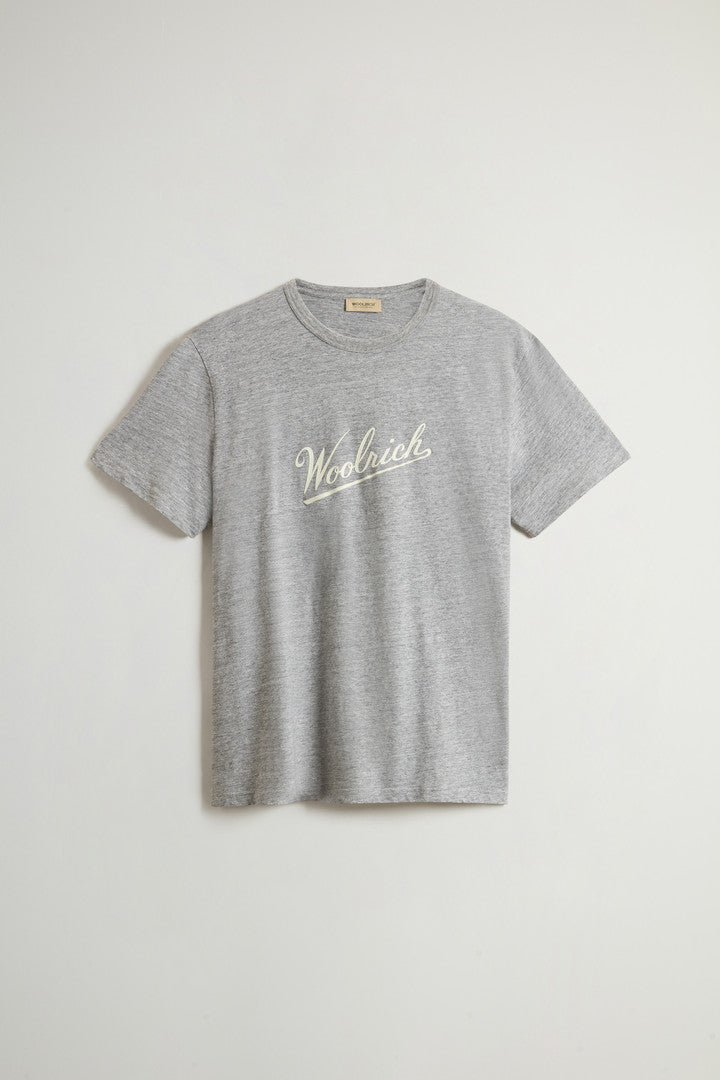 T-Shirt in Pure Cotton MoulinÃ© (Melton Blue) - Detail View 5