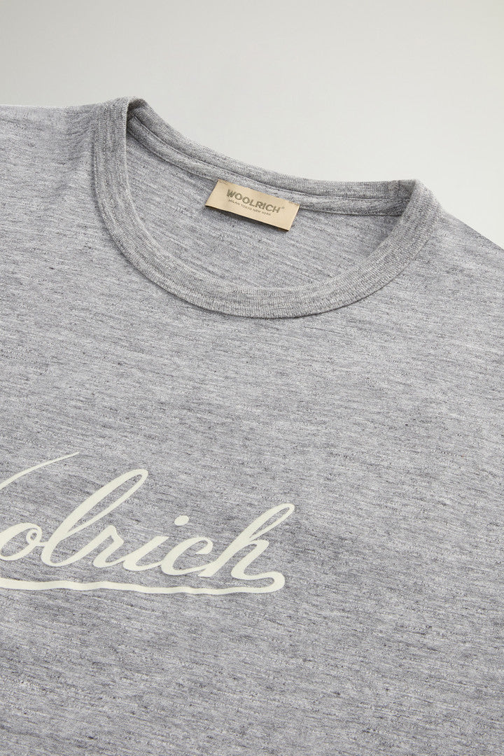 T-Shirt in Pure Cotton MoulinÃ© (Melton Blue) - Detail View 6
