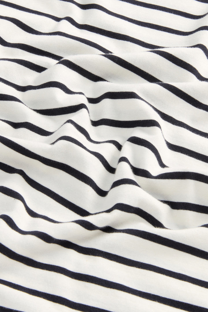 Striped Pure Cotton T-Shirt with Logo (White Stripe) - Detail View 6