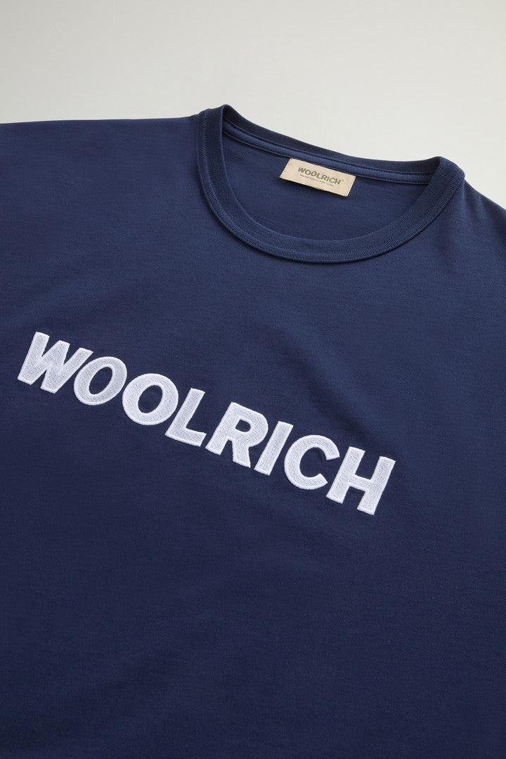 Pure Cotton T-Shirt with Embroidered Logo (Dream Blue) - Detail View 5