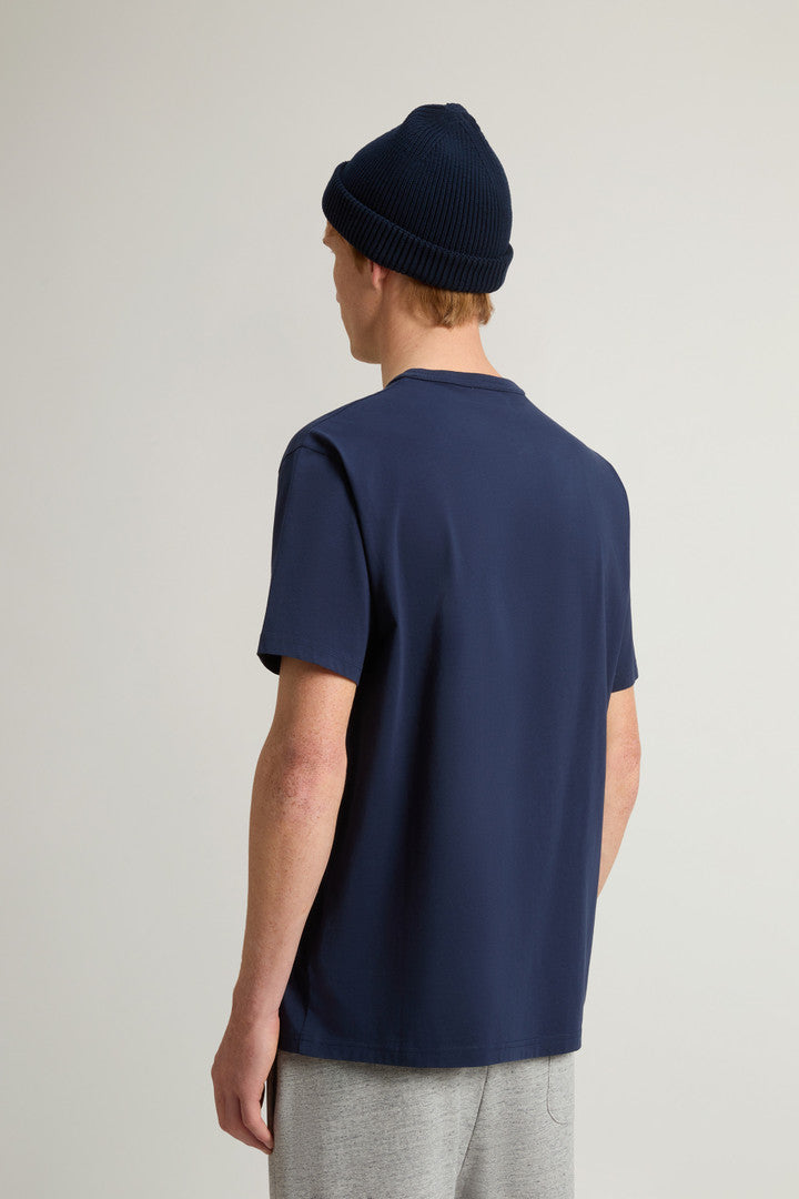 Pure Cotton T-Shirt with Embroidered Logo (Dream Blue) - Detail View 2