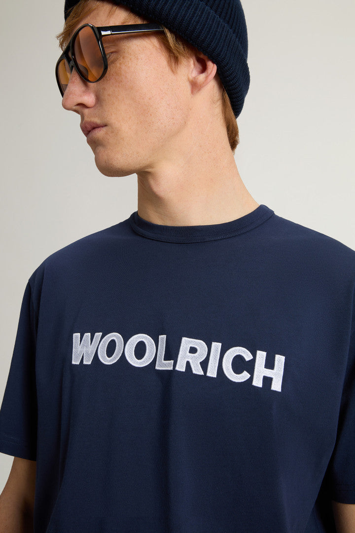 Pure Cotton T-Shirt with Embroidered Logo (Dream Blue) - Detail View 3