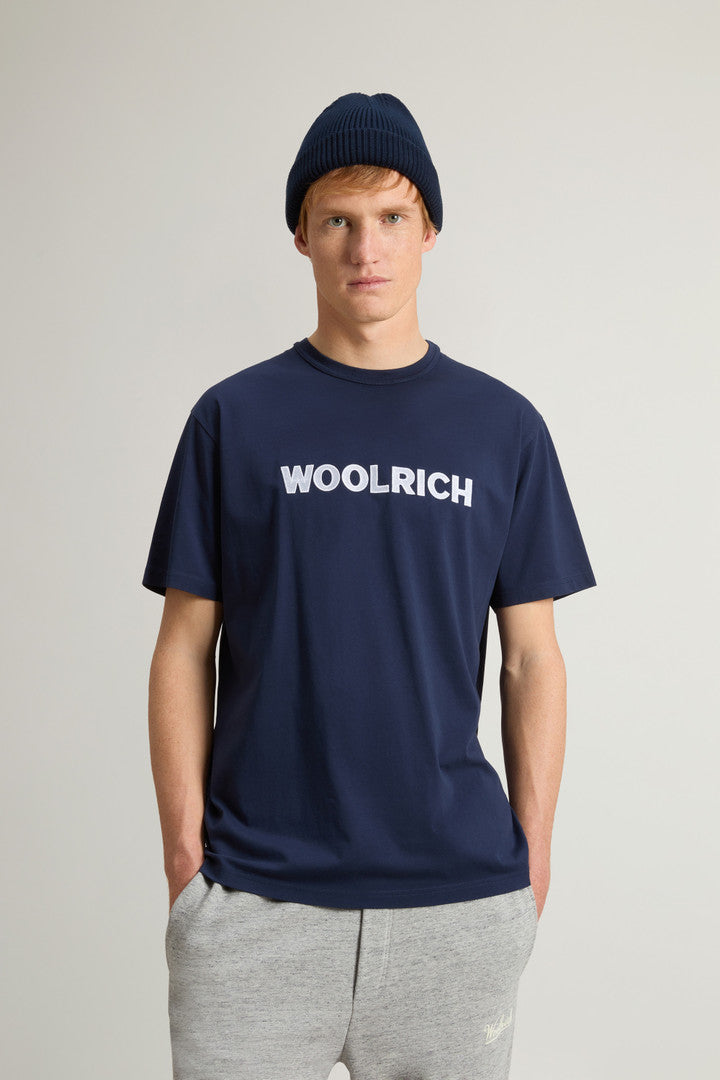 Pure Cotton T-Shirt with Embroidered Logo (Dream Blue) - Main View